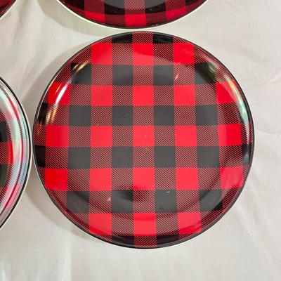 Elk & Bison Dinner Plates w/ Buffalo Plaid Salad Plates & Shakers (LR-SS)