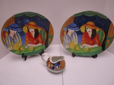 8 - Furious Cafe Paris Plates & Creamer