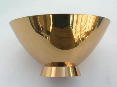 Gorham Mid-Century enamel brassware bowl, turquoise color, (L946)