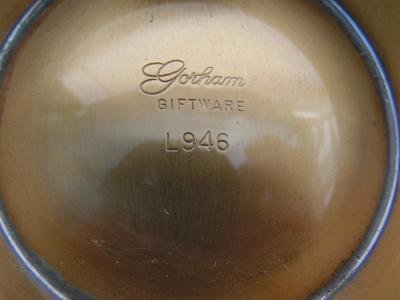 Gorham Mid-Century enamel brassware bowl, turquoise color, (L946)