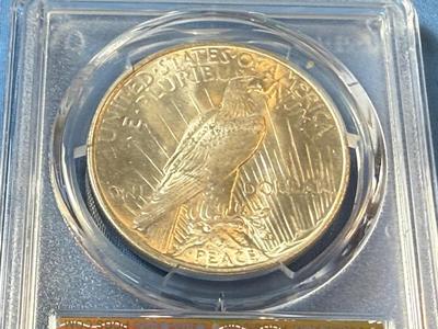 PCGS CERTIFIED 1923-P MS64 GRADED PEACE SILVER DOLLAR AS PICTURED. (COIN #8129).