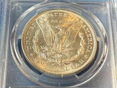 PCGS CERTIFIED 1886-P MS65 GRADED MORGAN SILVER DOLLAR AS PICTURED. (COIN #8120).