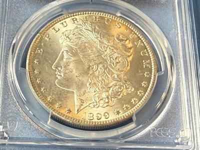 PCGS CERTIFIED 1899-O MS64 GRADED MORGAN SILVER DOLLAR AS PICTURED. (COIN #8127).