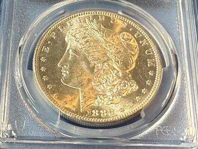 PCGS CERTIFIED 1882-S MS64 GRADED MORGAN SILVER DOLLAR AS PICTURED. (COIN #8123).
