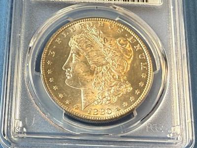 PCGS CERTIFIED 1880-S MS64 GRADED MORGAN SILVER DOLLAR AS PICTURED. (COIN #8122).