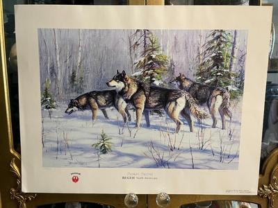 Forest Patrol Lithograph by Gary Moss Artist Signed 759/950 18" x 24" Unframed Shipped in a Tube.