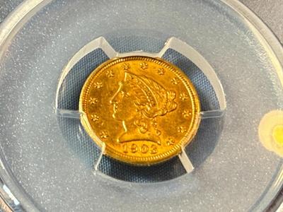 PCGS CERTIFIED 1903 MS62 GRADED $2.50 LIBERTY GOLD COIN AS PICTURED.