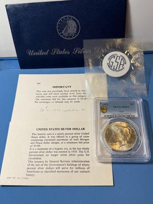 PCGS CERTIFIED 1923 MS64 $1 Silver Peace Dollar GSA Softpack Envelope & CoA Included as Pictured.
