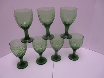 7 - Vintage Sage Green Branches Of Pressed Glass (K)