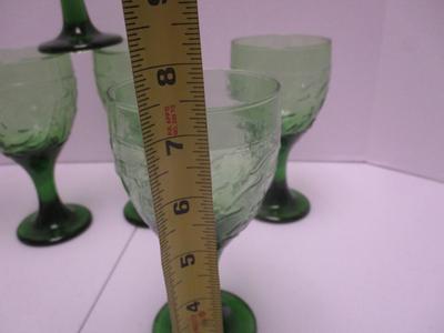 7 - Vintage Sage Green Branches Of Pressed Glass (K)