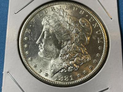 1881-S UNCIRCULATED CONDITION MORGAN SILVER DOLLAR (COIN #21).