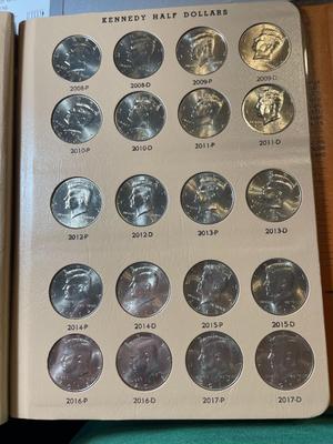 Complete Kennedy Half Dollar Set Uncirculated from 1964-2019 P & D Mintmarks in a Classic Dansco Album as Pictured. No Proof Coins.