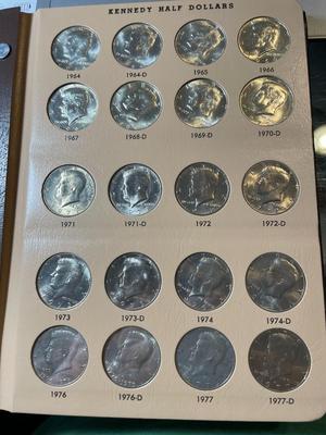 Complete Kennedy Half Dollar Set Uncirculated from 1964-2019 P & D Mintmarks in a Classic Dansco Album as Pictured. No Proof Coins.