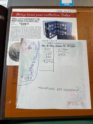 Complete Kennedy Half Dollar Set Uncirculated from 1964-2019 P & D Mintmarks in a Classic Dansco Album as Pictured. No Proof Coins.