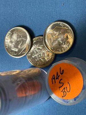 BU Roll of 50 1946-S Roosevelt Silver Dimes -Choice BU Original Roll as Pictured. Satisfaction Guaranteed.