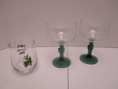 Libbey Green Cactus Stem Glasses 1- "Can't Touch This" Cactus Glass (K)