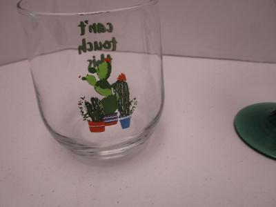 Libbey Green Cactus Stem Glasses 1- "Can't Touch This" Cactus Glass (K)