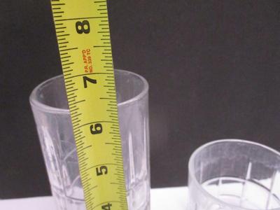 7 - Anchor Hocking 1 - Tall & 6 - Small Tumbler Tartan Plaid Ribbed Heavy Glass Set