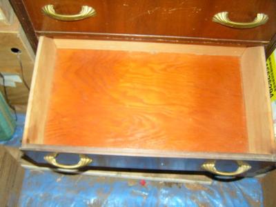 Vintage mid century Art Deco chest of drawers. Waterfall top.