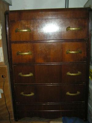 Vintage mid century Art Deco chest of drawers. Waterfall top.