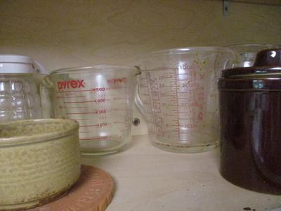 Pyrex Measuring Pitchers Pressed Glass Syrup Pitcher Imperial Glass-Ohio Pointed Jewels Pitcher (K)