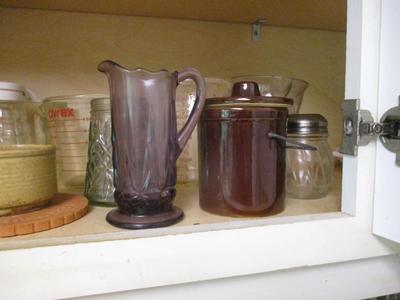 Pyrex Measuring Pitchers Pressed Glass Syrup Pitcher Imperial Glass-Ohio Pointed Jewels Pitcher (K)