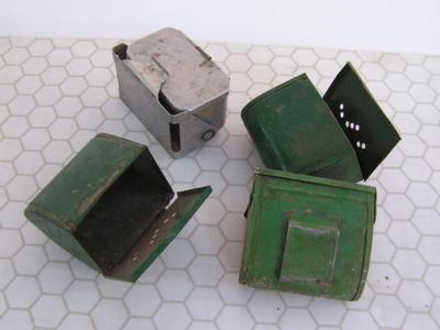 Fisherman’s bait box, worn on belt, lot of 4