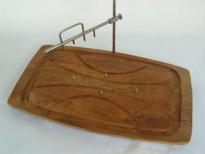 Wooden carving board with holding clamp in original box