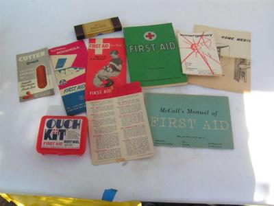 1st aid supplies in vintage Western Auto tackle box