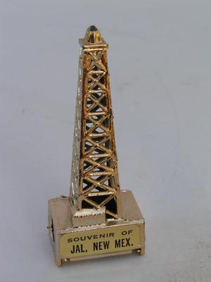Tiny souvenir oil derrick pencil sharpener, about 2" tall