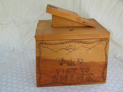 Shoe shine kit. Custom wooden box.with supplies