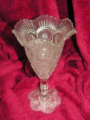 Vintage Imperial pressed glass vase, about 8-3/4" tall