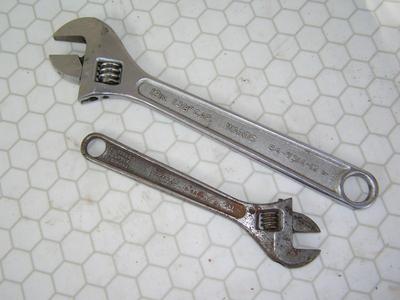Lot of 2 adjustable wrenches, 1 Wards, 1 Fleet
