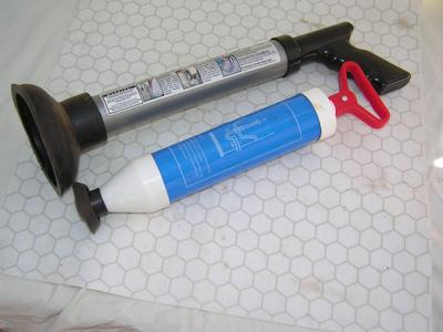 Lot of 2 drain plunger tools for sinks, floor drains