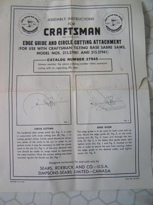 CRAFTSMAN Sabre (jig) saw. W/metal alloy body. Model# 315.27941.