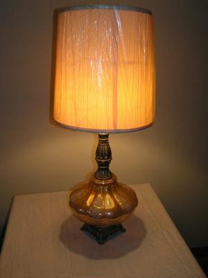Vintage 3-way table lamp w/lighted glass base, 36" tall,1 of 2