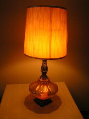 Vintage 3-way table lamp w/lighted glass base, 36" tall,1 of 2