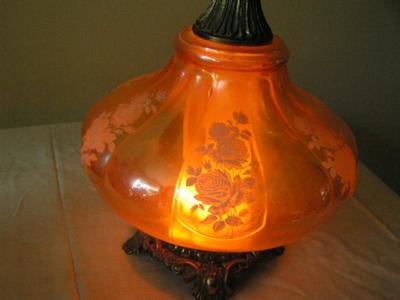Vintage 3-way table lamp w/lighted glass base, 36" tall, 2 of 2