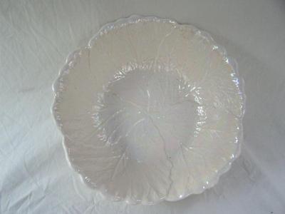 Ceramic White Pearlescent salad bowl set, pre 1960 vintage,