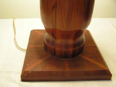 Custom table lamp, 3-way, base hand made and finish from laminated wood.