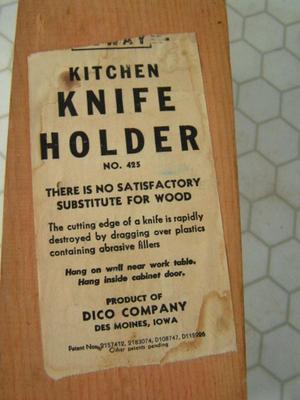 Vintage wooden knife rack and contemporary 10 pc. Set of knives