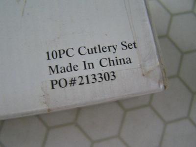 Vintage wooden knife rack and contemporary 10 pc. Set of knives