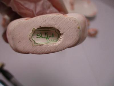 Stafford 1986 Japan Sea Fare Porcelain White & Coral Ceramic Shrimp Dishes & Napkin Holders (K)