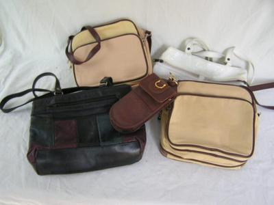A clutch of five purses and handbags