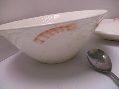 1986 Sea Fare Shrimp Porcelain Serving Dishes (K)