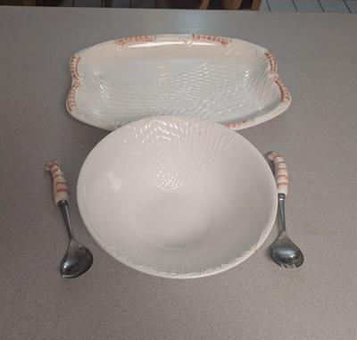 1986 Sea Fare Shrimp Porcelain Serving Dishes (K)