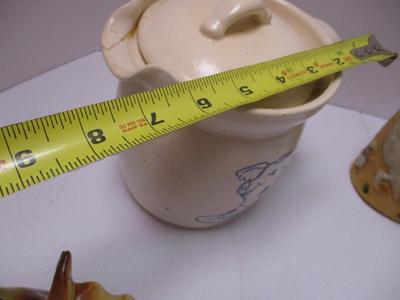 Animal Pottery & Ceramic Dishes Auntie Em Egg Plate Cow Creamer Folk Art Crock With Lid & Pig (K)