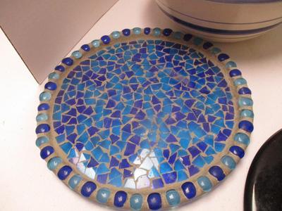 Mikasa Cake Plate Chip Bowl Soup Dish Stained Glass Plate (K)