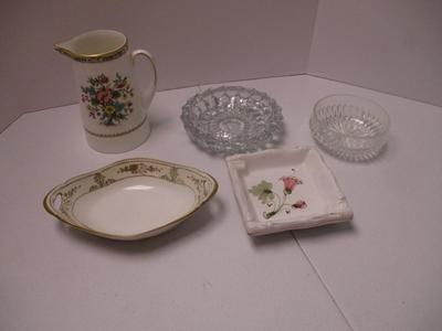 Vintage Dishes Crystal Bowls Hand Painted Nippon Dish Coalpoint Ming Rose Pitcher (K)