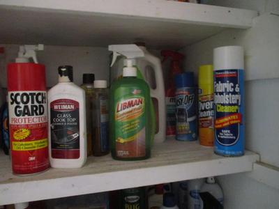 3 Shelves Of Cleaning Supplies (LR)